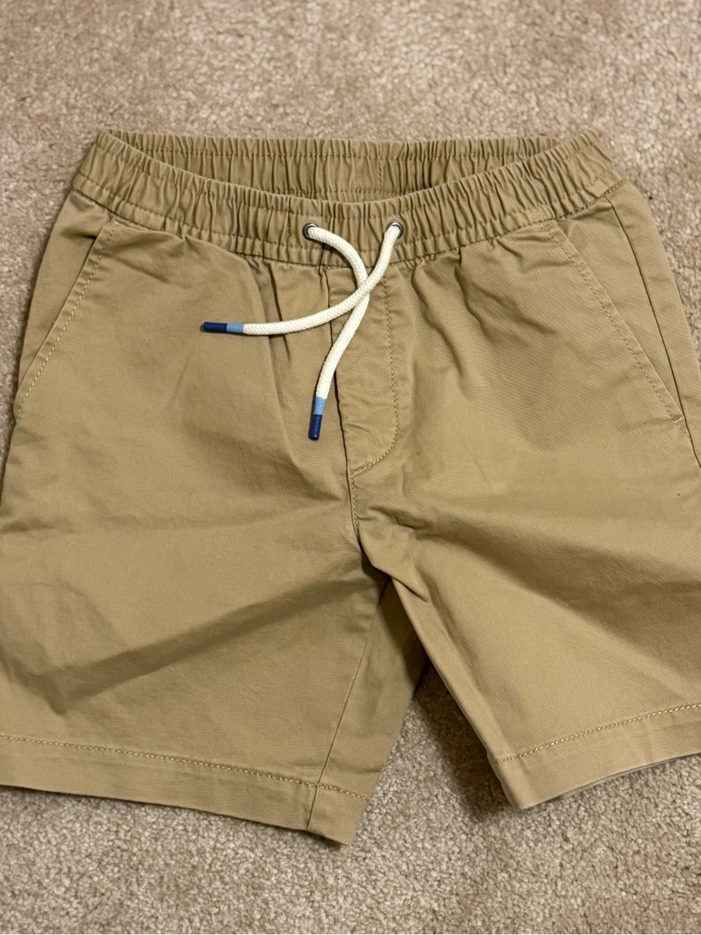 NWOT GAP Kids Drawstring Khaki Shorts - Tan with Cream Drawcord, medium